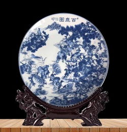 景德镇陶瓷装饰盘子 客厅玄关瓷盘摆件 纪念品 礼品定制
